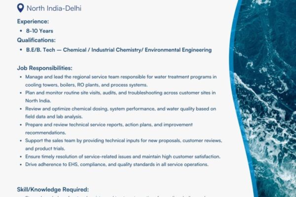 Regional Service Manager – Specialty Chemicals | Water Treatment Jobs in Delhi